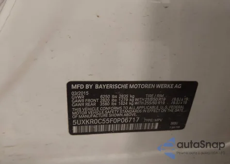 2015 BMW X5 xDrive35I из США, поврежденный, VIN 5UXKR0C55F0P06717